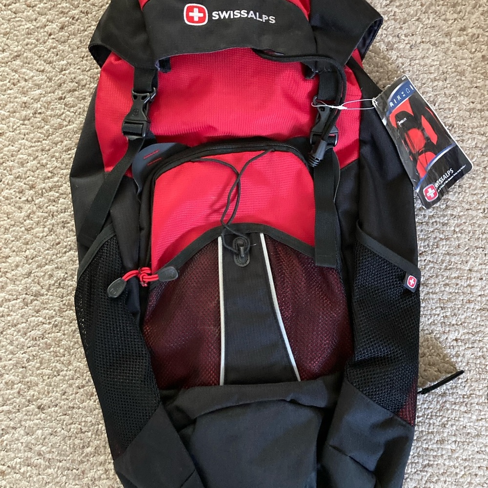 Swiss Alps Red and Black Men's Hiking Backpack